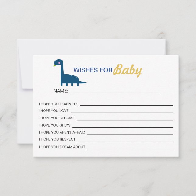 Önskemål för Baby blue Dinosaur Cute Gult Modern (Framsida)