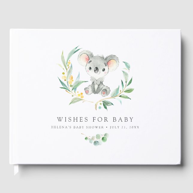 Önskemål för Baby | Bush Baby Koala Baby Shower Gästböcker (Framsida)