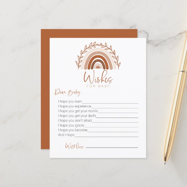 Önskemål för Baby Card, Boho Rainbow Game (Fram/Back In Situ)