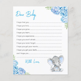 Önskemål för Baby Cards Blue Boy Elephant Shower