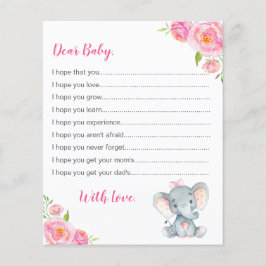 Önskemål för Baby Cards Rosa Girl Girl Elephant Sh