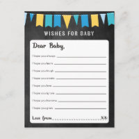 Önskemål för Baby chalkboard Baby Shower Game Card