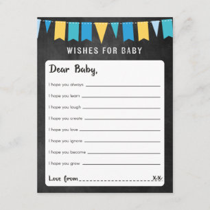 Önskemål för Baby chalkboard Baby Shower Game Card Inbjudningar