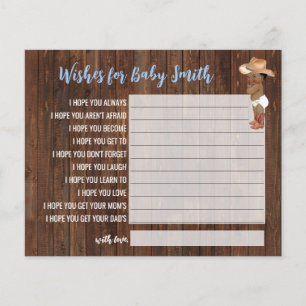 Önskemål för Baby Cowboy Baby Shower Card Flygblad