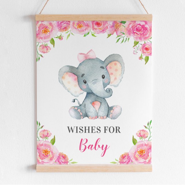 Önskemål för Baby Elephant Rosa Girl Shower Sprink Poster (Skapare uppladdad)