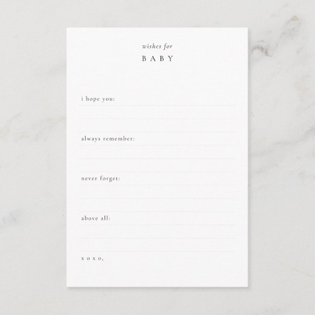 Önskemål för Baby + förutsägelser | Shower Keepsak Anteckningskort (Framsida)