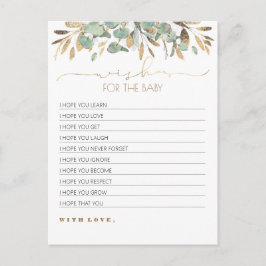 Önskemål för Baby Greenery Baby Shower för Guld Vykort