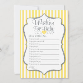 Önskemål for Baby Gult Grått Baby Shower Game Inbjudningar