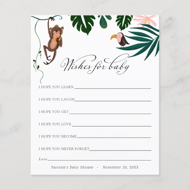 Önskemål för Baby Jungle Baby Shower Postcard (Framsida)