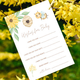 Önskemål för Baby Kön Neutral Bumblebee Shower Rådkort
