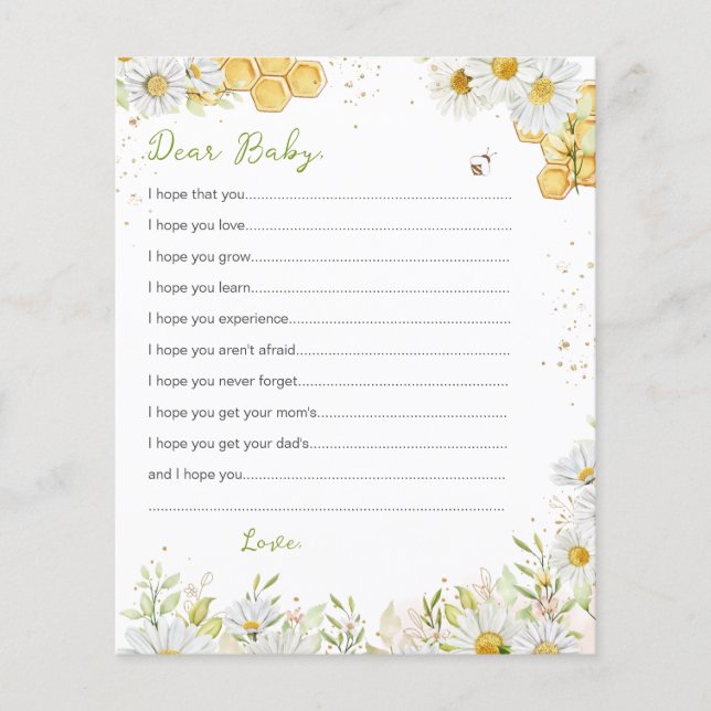 Önskemål för Baby-kort Bumblebee Bee Gult Shower (Framsida)