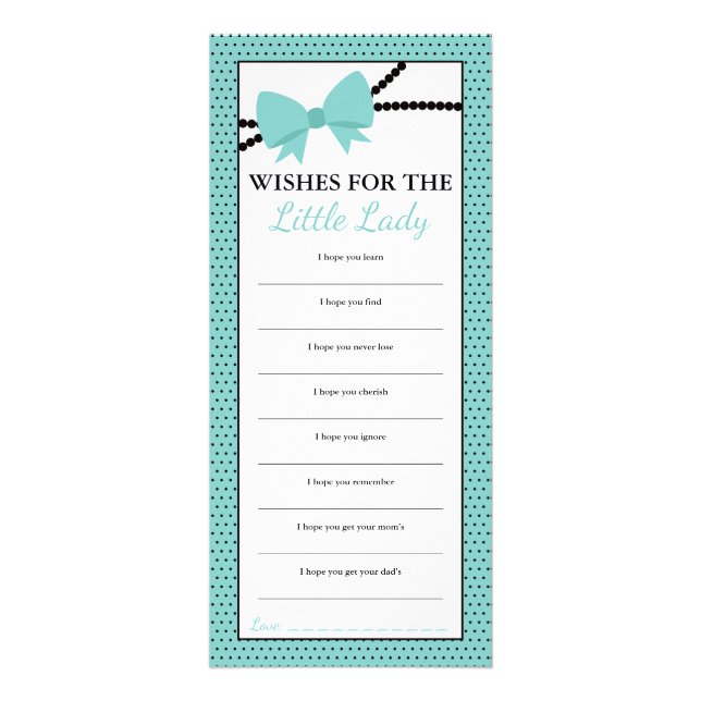 Önskemål för Baby-kort, Önskemål, lilla Dam Reklamkort (Framsidan)
