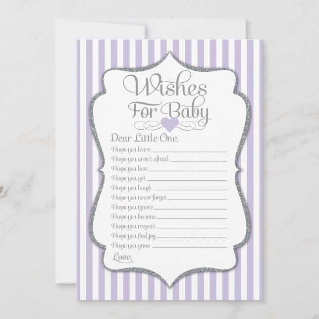 Önskemål för Baby Lavender Lilac Baby Shower Game Inbjudningar (Framsida)
