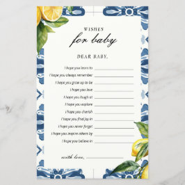 Önskemål för Baby Lemon Positano Baby Shower Game