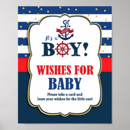 Önskemål för Baby Nautical Baby Shower Activity Poster