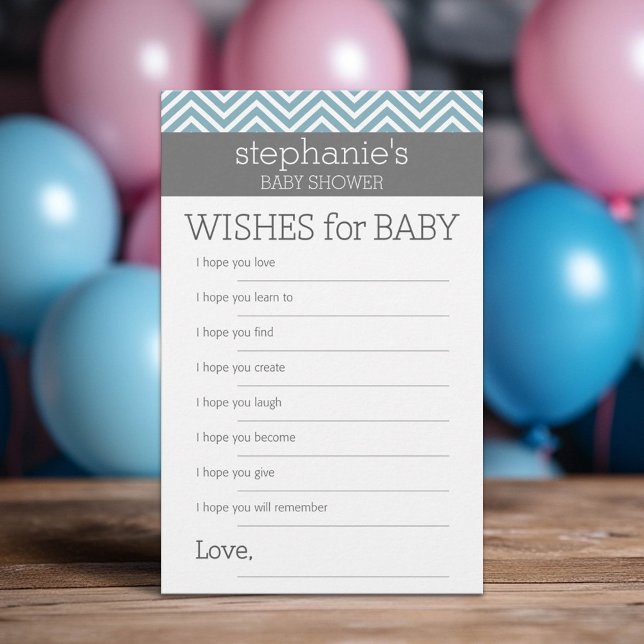 Önskemål för Baby - Pastellblå tuggreglagel - spel (Custom Baby Shower Games)