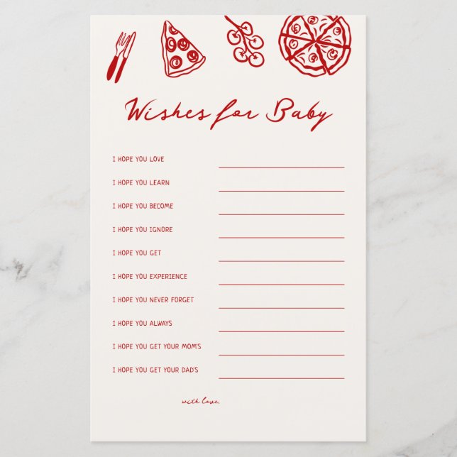 Önskemål för Baby Pizza Baby Shower Games (Framsida)