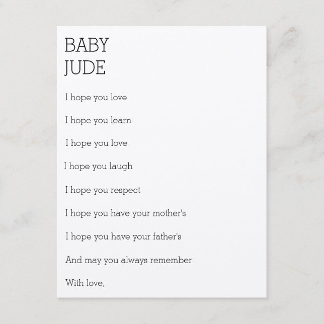 Önskemål för Baby Rådkort (Framsida)