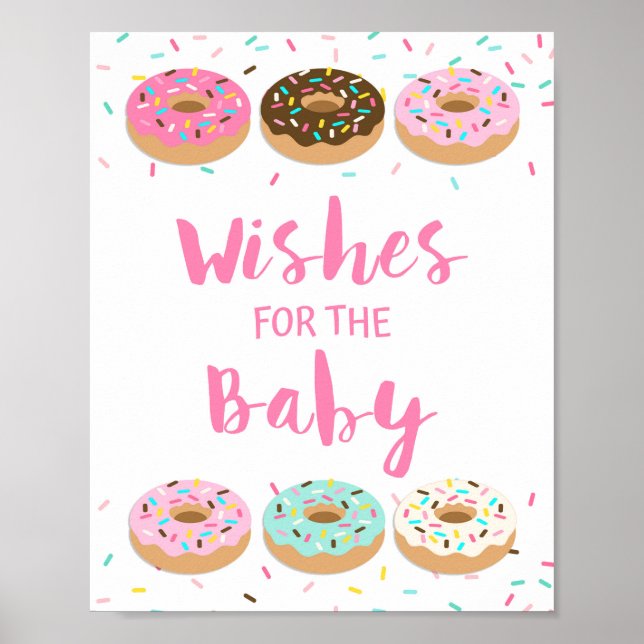Önskemål för Baby Rosa Donut Sprinkle Sign Poster (Framsidan)