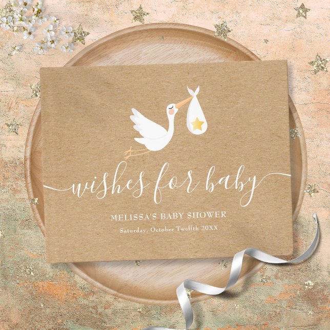 Önskemål för Baby Rustic Stork Star Baby Shower Gästböcker (Wishes For Baby Rustic Stork Star Baby Shower Guest Book)