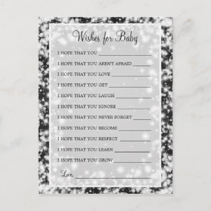 Önskemål for Baby Shower Winter Gnistra Black Inbjudan Vykort
