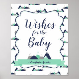 Önskemål för Baby-signaturbergen temat dusch Poster