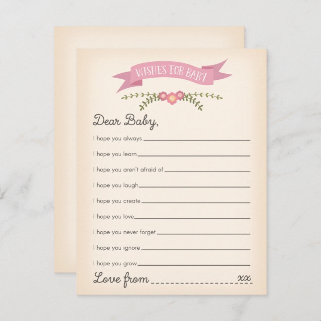 Önskemål för Baby - Spelkort för babyskor Inbjudningar (Fram/baksida)