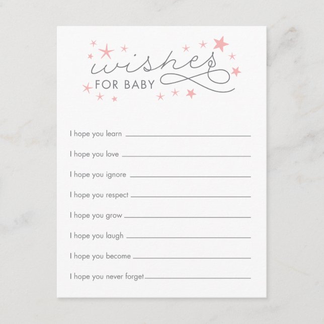Önskemål för Baby Star Baby Shower Game Card Rådkort (Framsida)