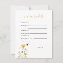 Önskemål för Baby Wildbloms Blommigt Honungsbiekor Tack Kort