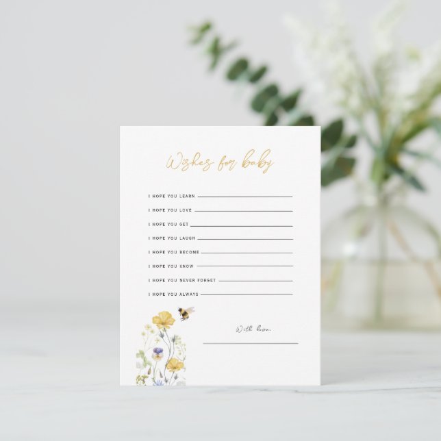 Önskemål för Baby Wildbloms Blommigt Honungsbiekor Tack Kort (Stående Fram)