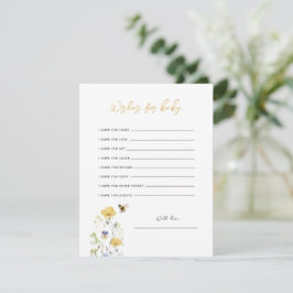 Önskemål för Baby Wildbloms Blommigt Honungsbiekor Tack Kort