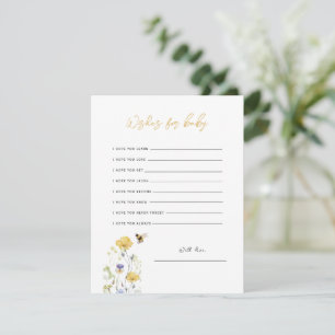 Önskemål för Baby Wildbloms Blommigt Honungsbiekor Tack Kort