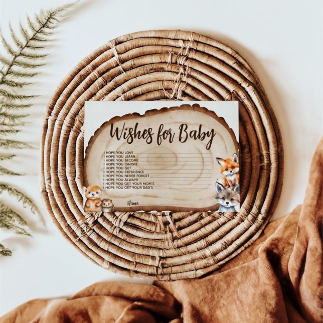 Önskemål för Baby Woodland Animal Baby Shower Card Tilläggskort (Skapare uppladdad)