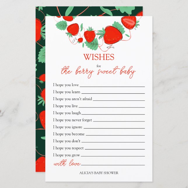 Önskemål för Berry Sweet Baby Card (Fram/baksida)