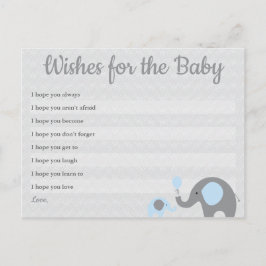 Önskemål för blåttelefantbaby shower för babykort vykort