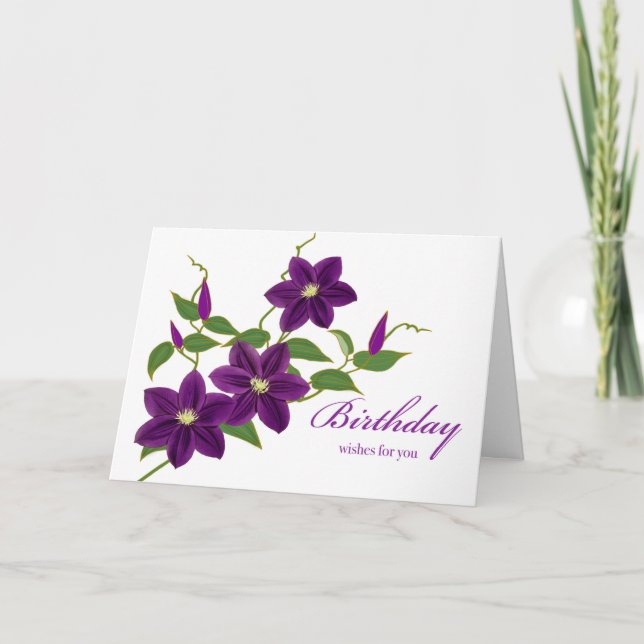 Önskemål för dig med Lila Clematis Vines Kort (Framsida)