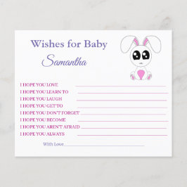 Önskemål för ett baby, kanin, babyduschkort flygblad