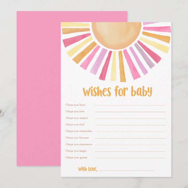 Önskemål för Flicka Sunshine boho babydusch Inbjudningar (Fram/baksida)