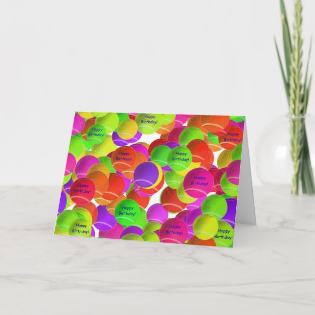 Önskemål för födelsedag för regnbågetennisboll kort (Framsida)