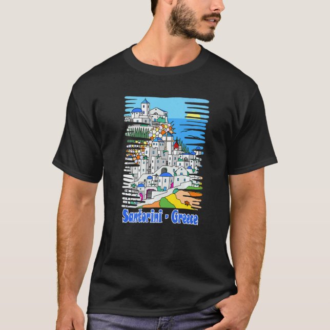 Önskemål för Grekland Souvenir från Resa till Sant T Shirt (Framsida)