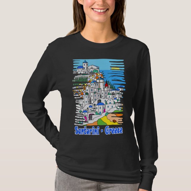 Önskemål för Grekland Souvenir från Resa till Sant T Shirt (Framsida)