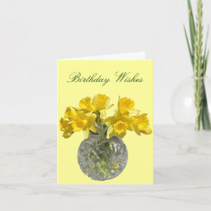 Önskemål för gula blommorpåskliljafödelsedag kort