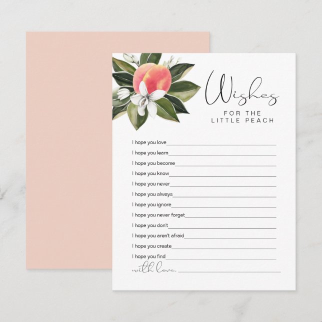 ÖNSKEMÅL för små persikor för babyskor Tilläggskort (Fram/baksida)