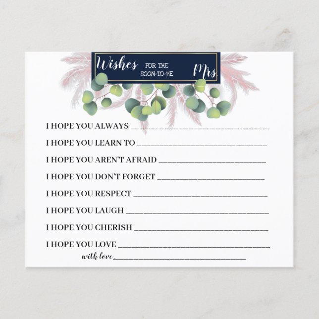 Önskemål för snart att bli mrs Pampas Grass Shower Flygblad (Framsidan)