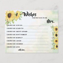 Önskemål för snart att bli mrs Sunblommwers Card Flygblad