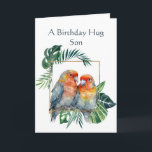Önskemål för son från Parrot Bird Kort<br><div class="desc">Ursprungligt Watercolor Parrot Birthday Önskemål för Son från</div>