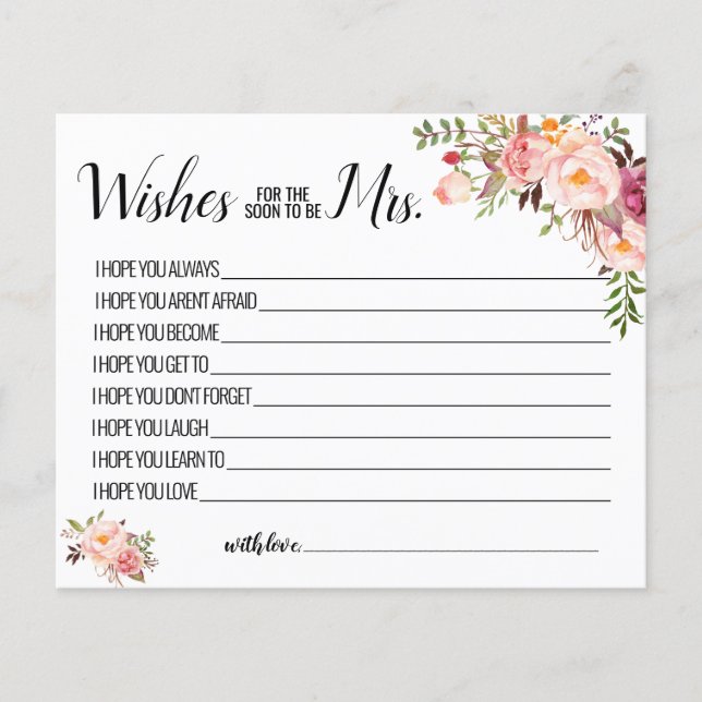 Önskemål för Soon att bli fru rådgivande kort (Framsida)