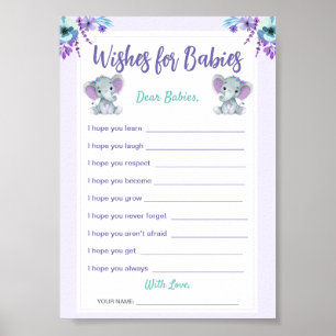 Önskemål för Spädbarn Twin Girl Shower Digital Car Poster