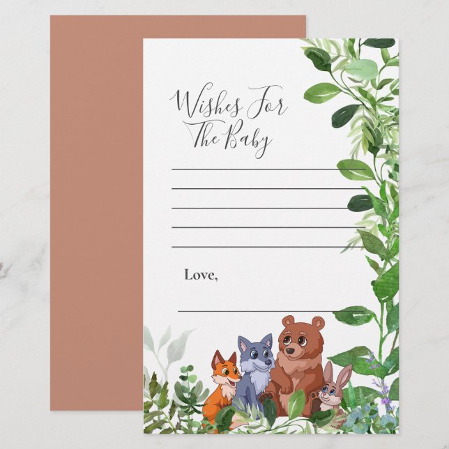 Önskemål för vänner till baby Woodland Forest baby (Fram/baksida)