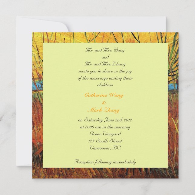 Önskemål från föräldrar i Bride och Groom, bröllop Inbjudningar (Framsida)